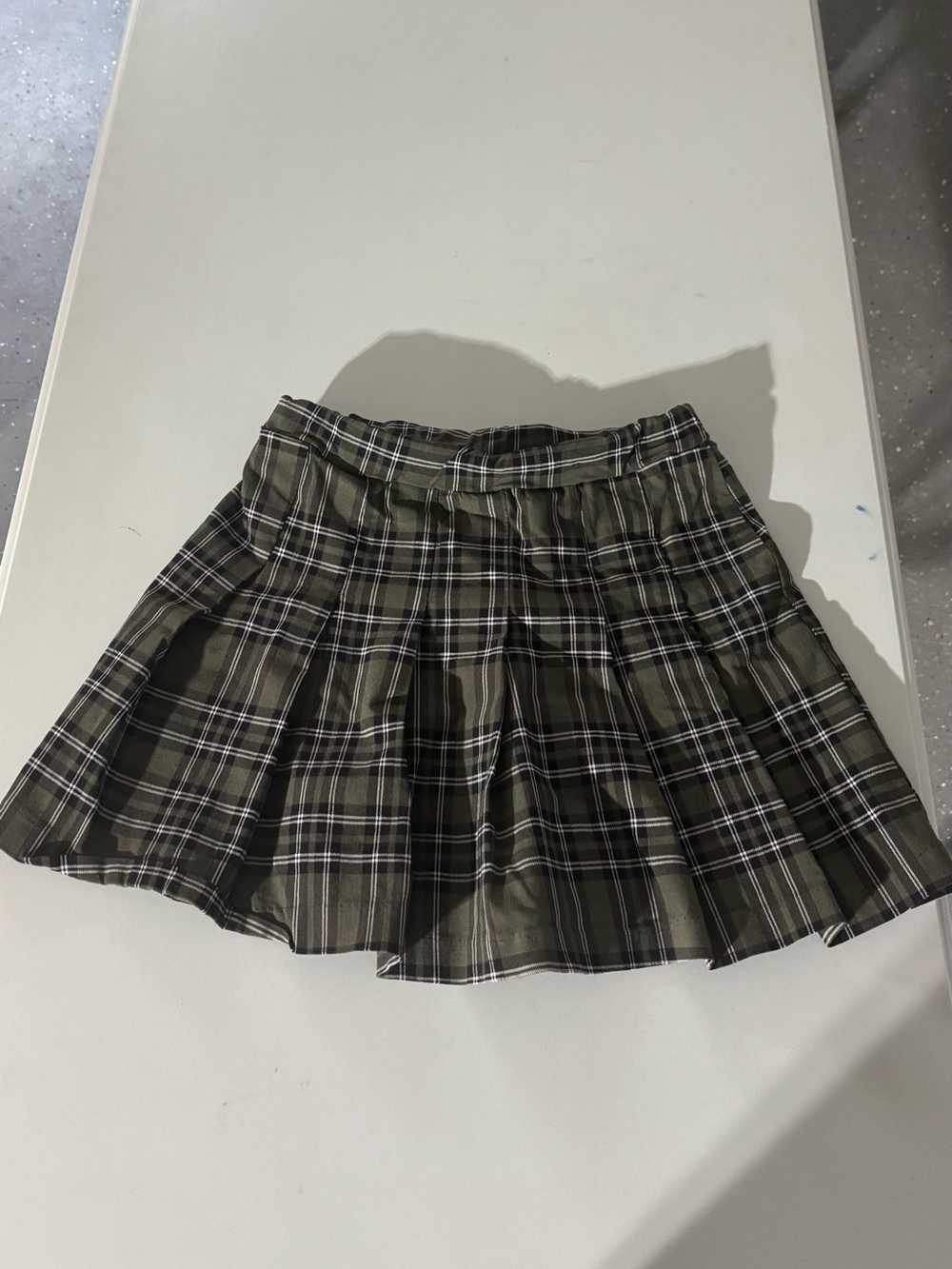 Joe Benbasset Olive Plaid Pleated Mini Skirt